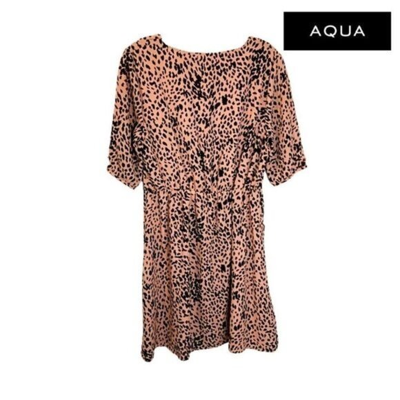 Aqua Women's Leopard Print V-Neck Party Dress Pink - Picture 3 of 8